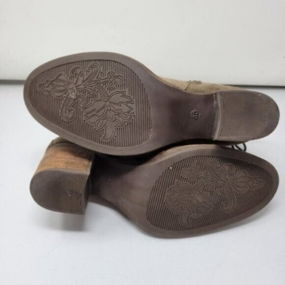 Bos & Co Barlow Back Lace Leather Suede Distressed Ankle Heeled boots Taupe Tan - Picture 14 of 16